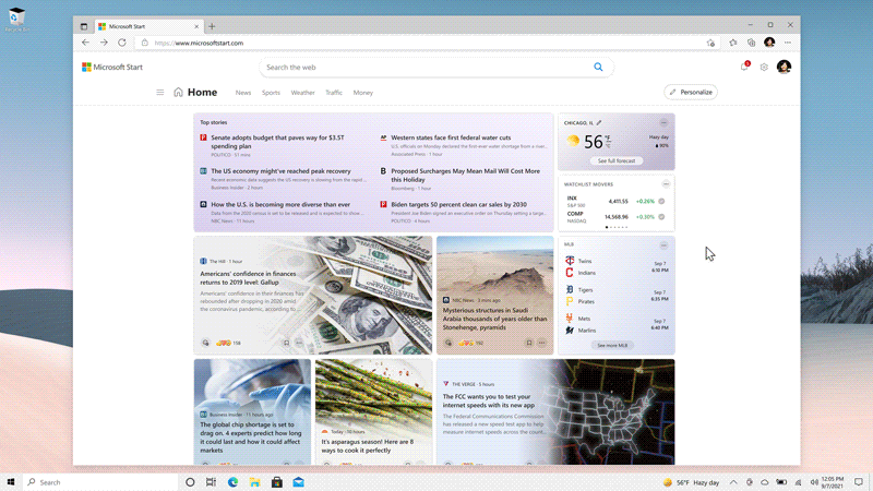 Personalised Microsoft Start Homepage